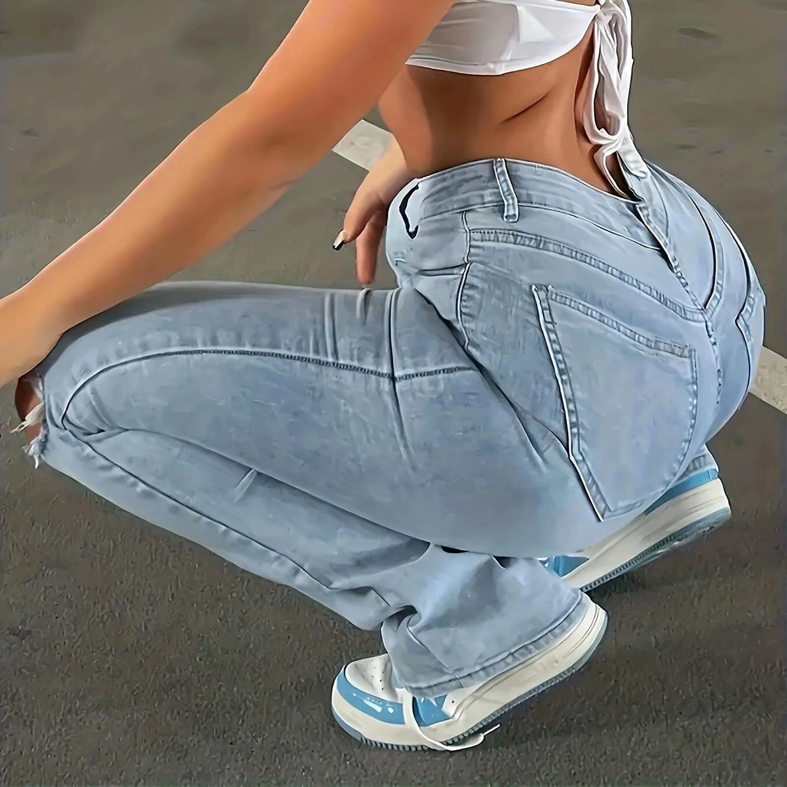 Women Jeans Pants Women Trousers High Waist Flare Leg Jeans for Ladies Solid Color Slim Fit Bell Bottoms Calças Femininas
